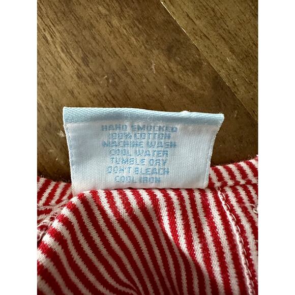 NWT Petit Bebe Red Stripe Smocked Knit Firetrucks Romper Cotton Sleeveless 18M - Picture 6 of 8